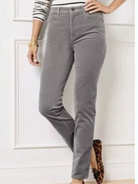 Talbots Flawless Five-Pocket Corduroy Straight Leg Petites Jeans Pants-Gray-12P